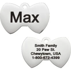 Frisco Stainless Steel Personalized Dog & Cat ID Tag, Bow Tie
