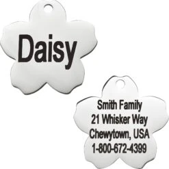 Frisco Stainless Steel Personalized Dog & Cat ID Tag, Flower