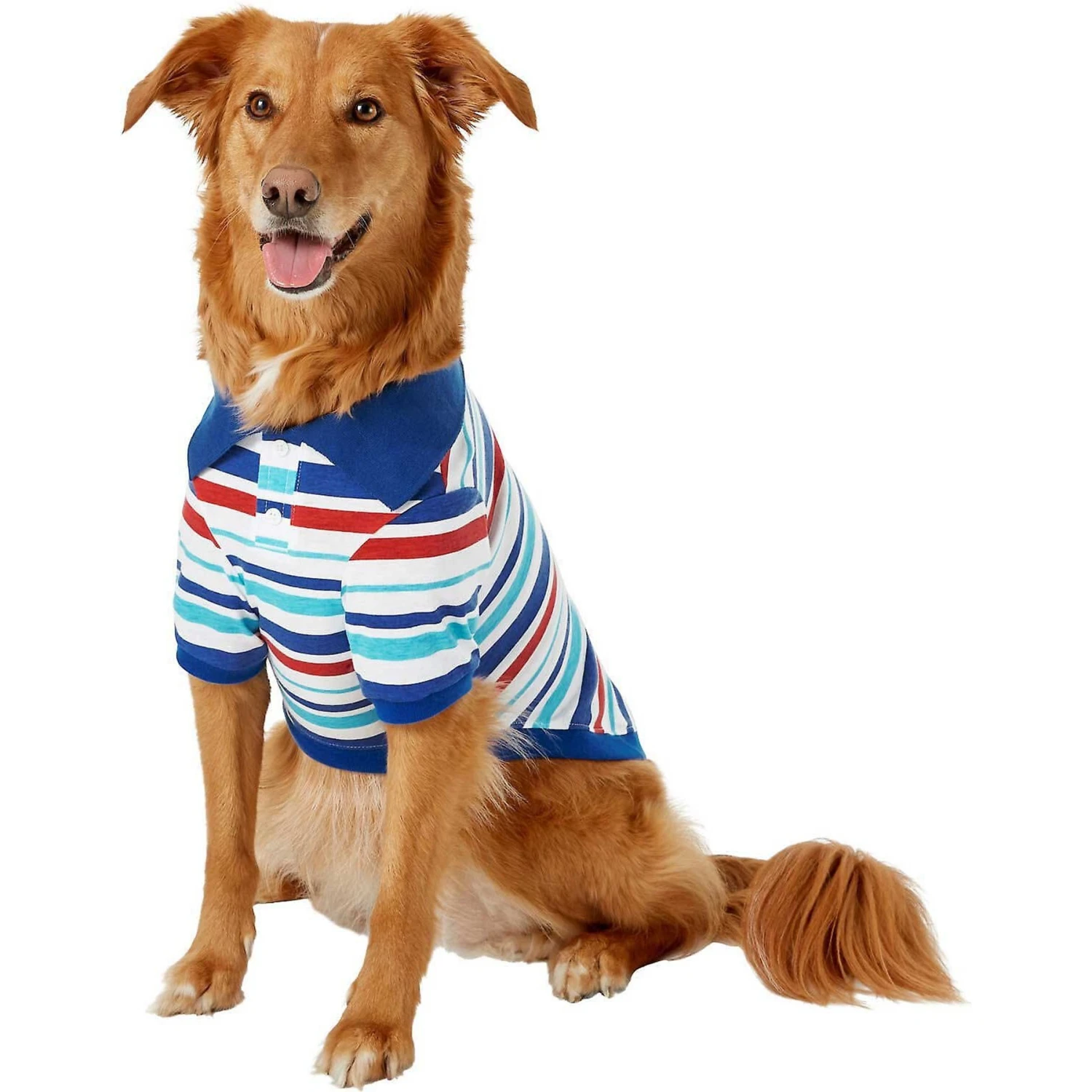 Frisco Striped Dog & Cat Polo Shirt, Red & Blue - Image 3