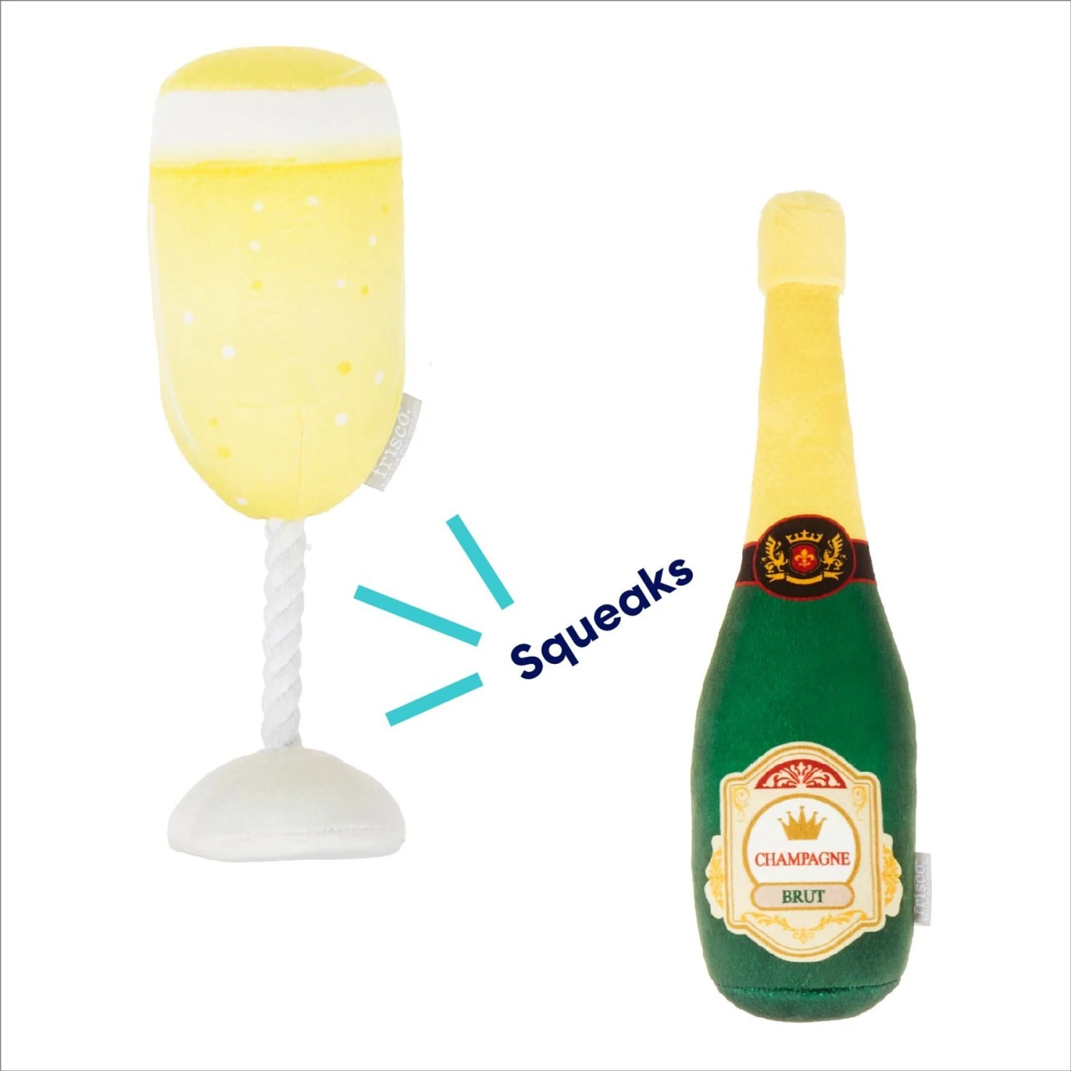 Frisco Champagne & Flute Plush Squeaky Dog Toy - Image 3