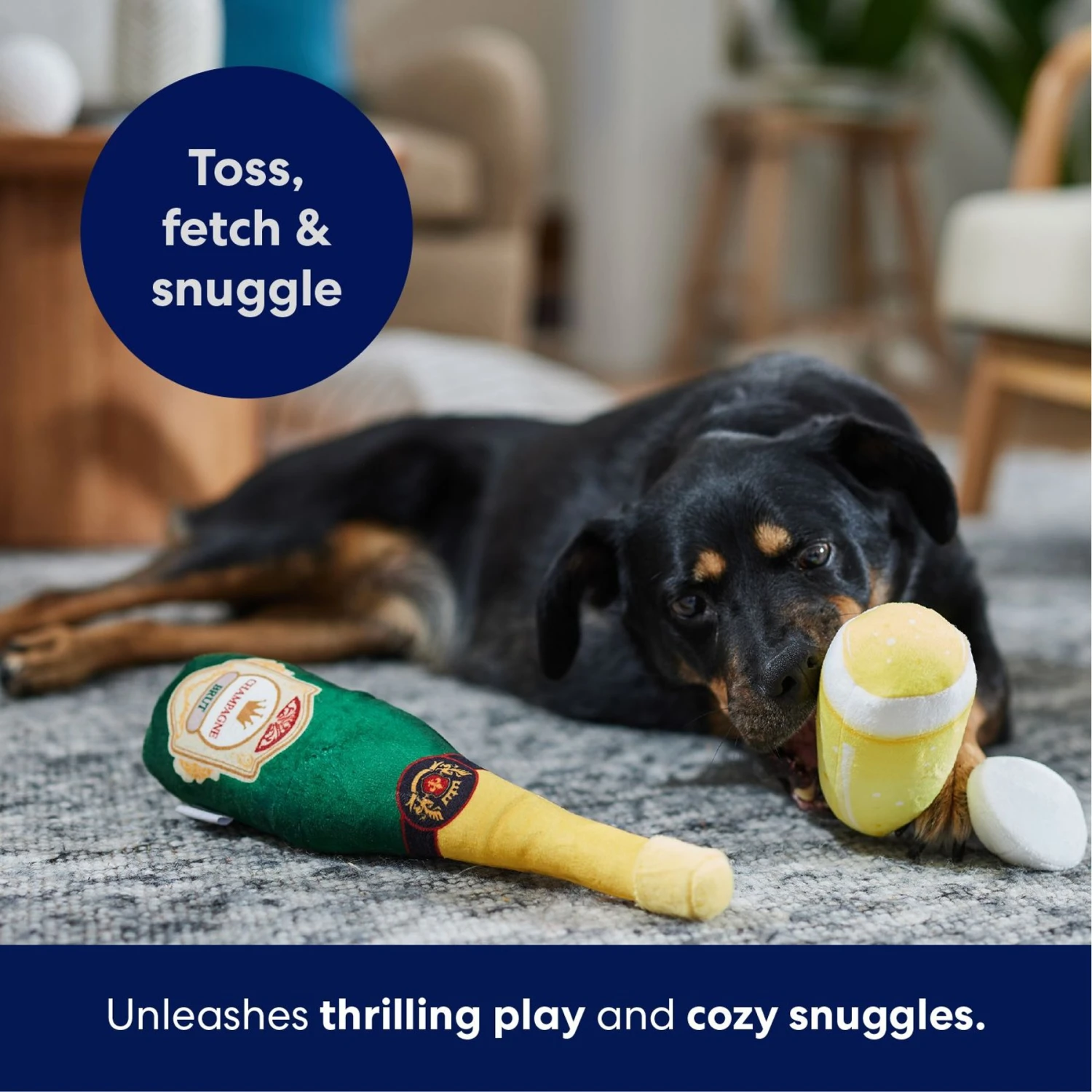 Frisco Champagne & Flute Plush Squeaky Dog Toy - Image 5