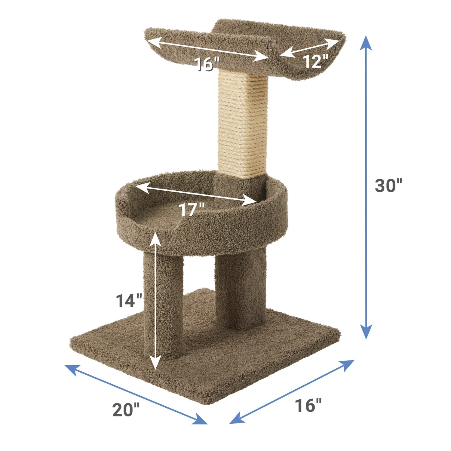 Frisco 30-in Real Carpet Wooden Cat Tree - Image 2
