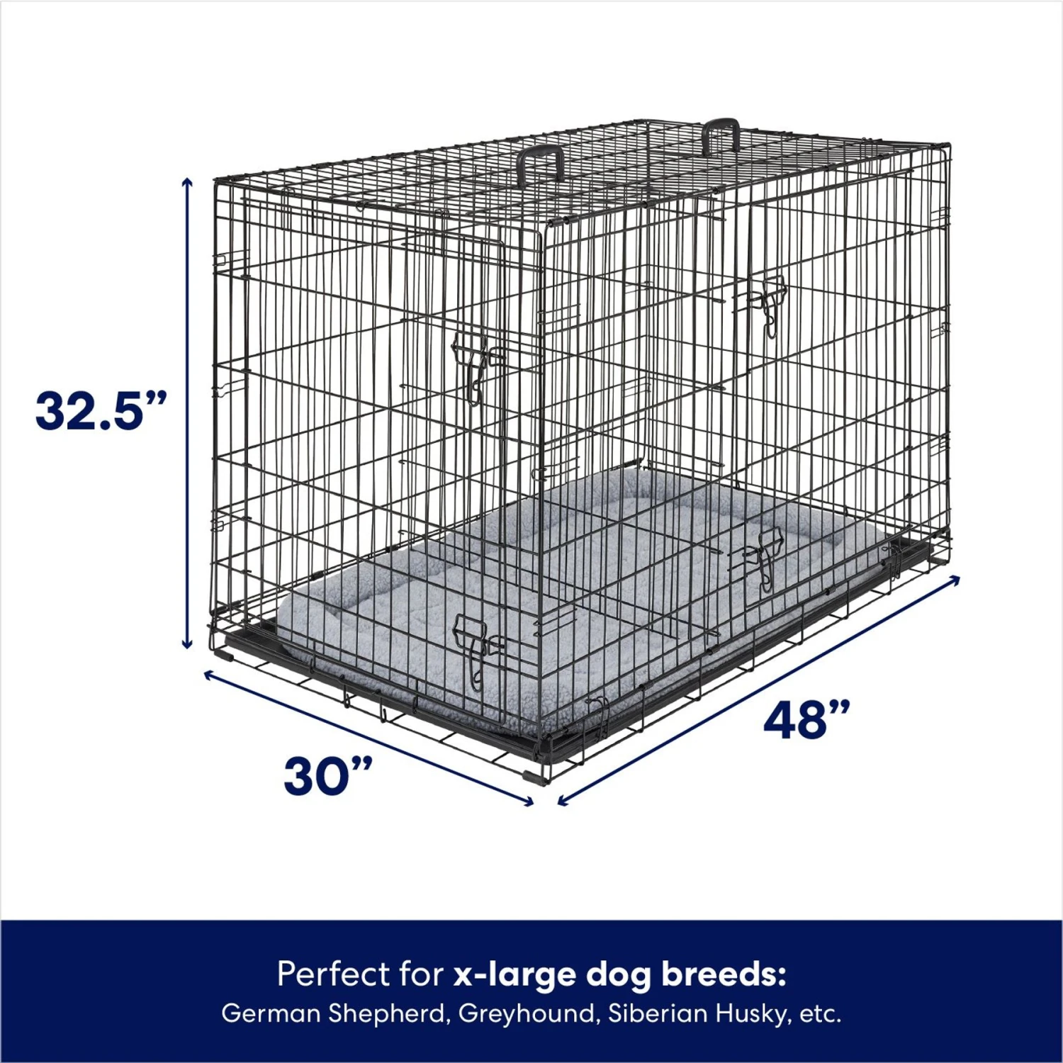 Frisco Fold & Carry Double Door Collapsible Wire Dog Crate & Mat Kit - Image 2