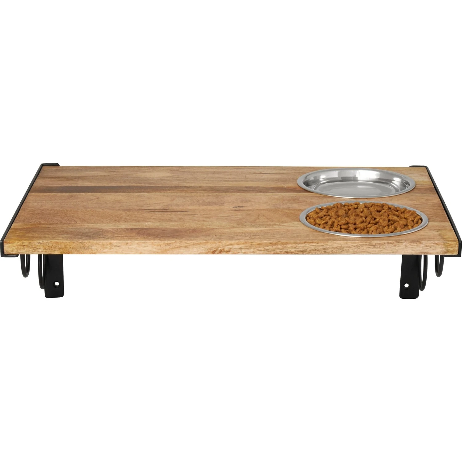 Frisco Wooden Wall Mounted Stainless Steel Cat Feeding Station With Bowl - Image 3