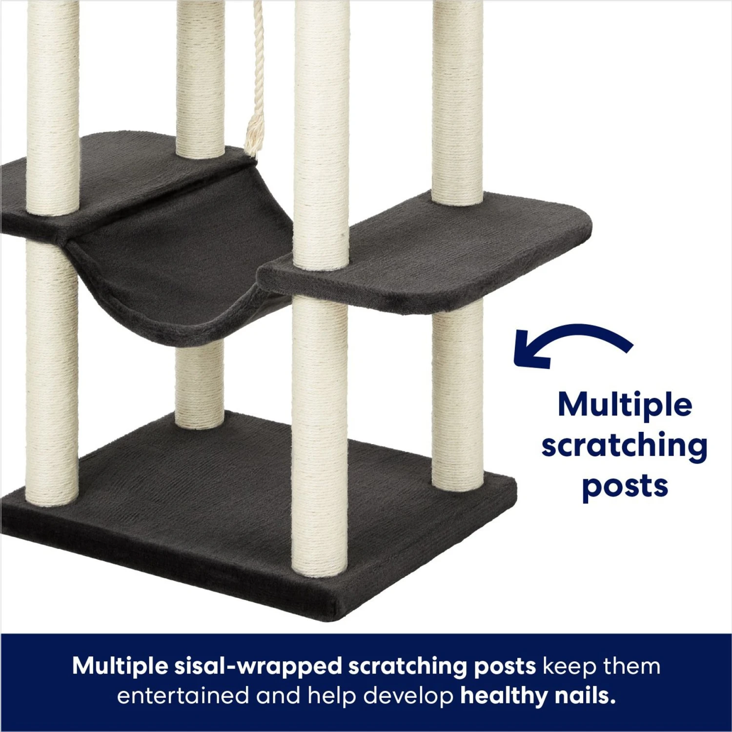 Frisco 73-in Cat Tree With Hammock, Condo, Lounge Basket, Top Perch & Bed - Image 5