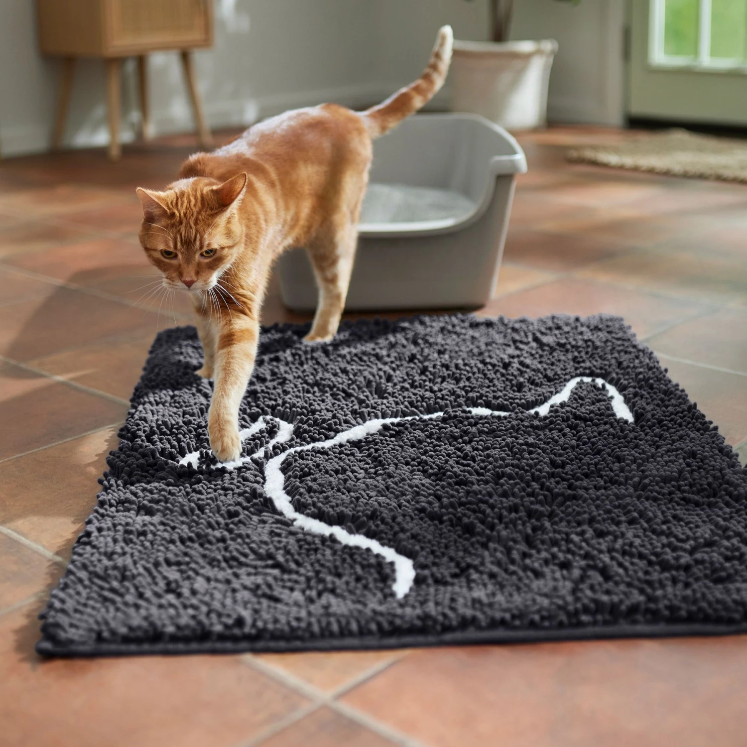 Frisco Microfiber Chenille Cat Silhouette Litter Mat - Image 5