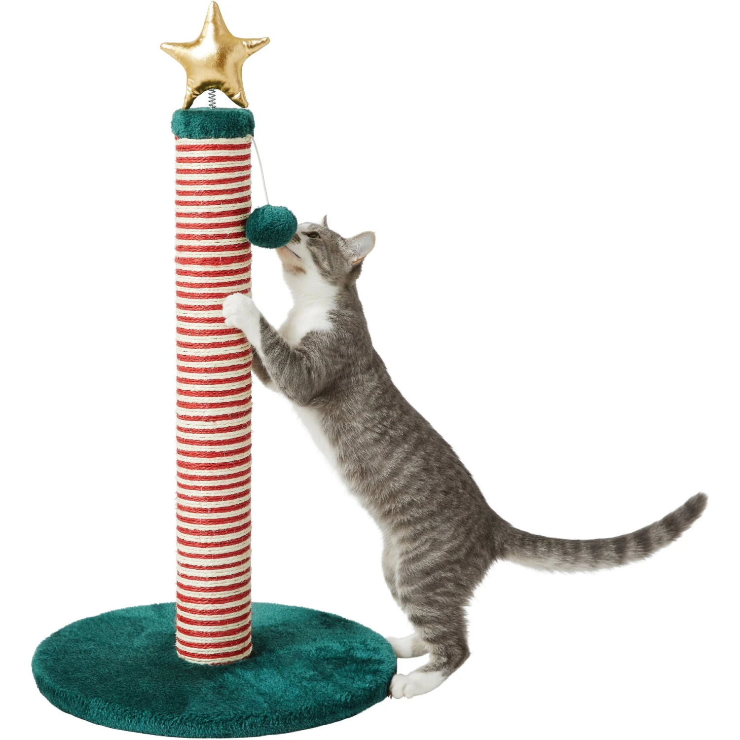 Frisco Holiday 29.5-in Candy Cane Sisal Cat Scratching Post With Toy - Image 3