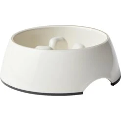 Frisco Melamine Slow Feed Dog & Cat Bowl With Gold Trim