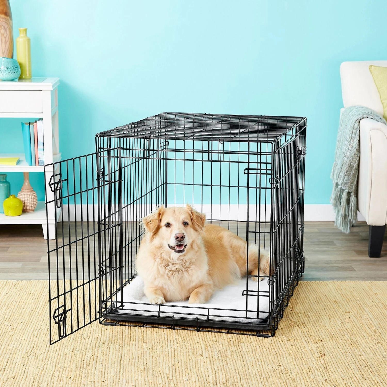 Frisco Heavy Duty Fold & Carry Double Door Collapsible Wire Dog Crate & Frisco Wire Dog & Small Pet Exercise Pen With Step-Through Door - Image 3