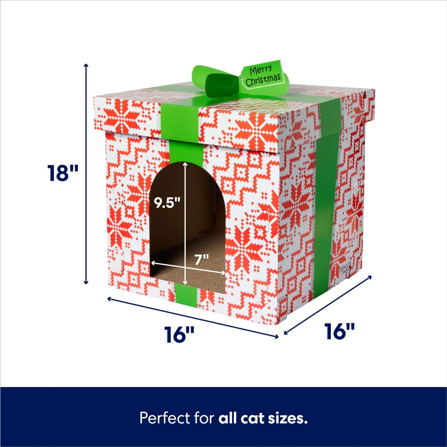 Frisco Holiday Gift Box Cardboard Cat House - Image 2