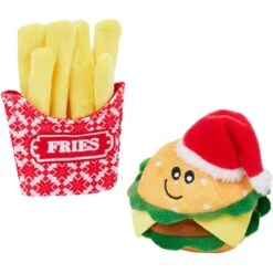 Frisco Holiday Burger & Fries Plush Cat Toy With Catnip, 2 Count