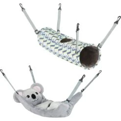 Frisco Geometric Small Pet Plush Hanging Tunnel & Frisco Hanging Koala Small Pet Bed