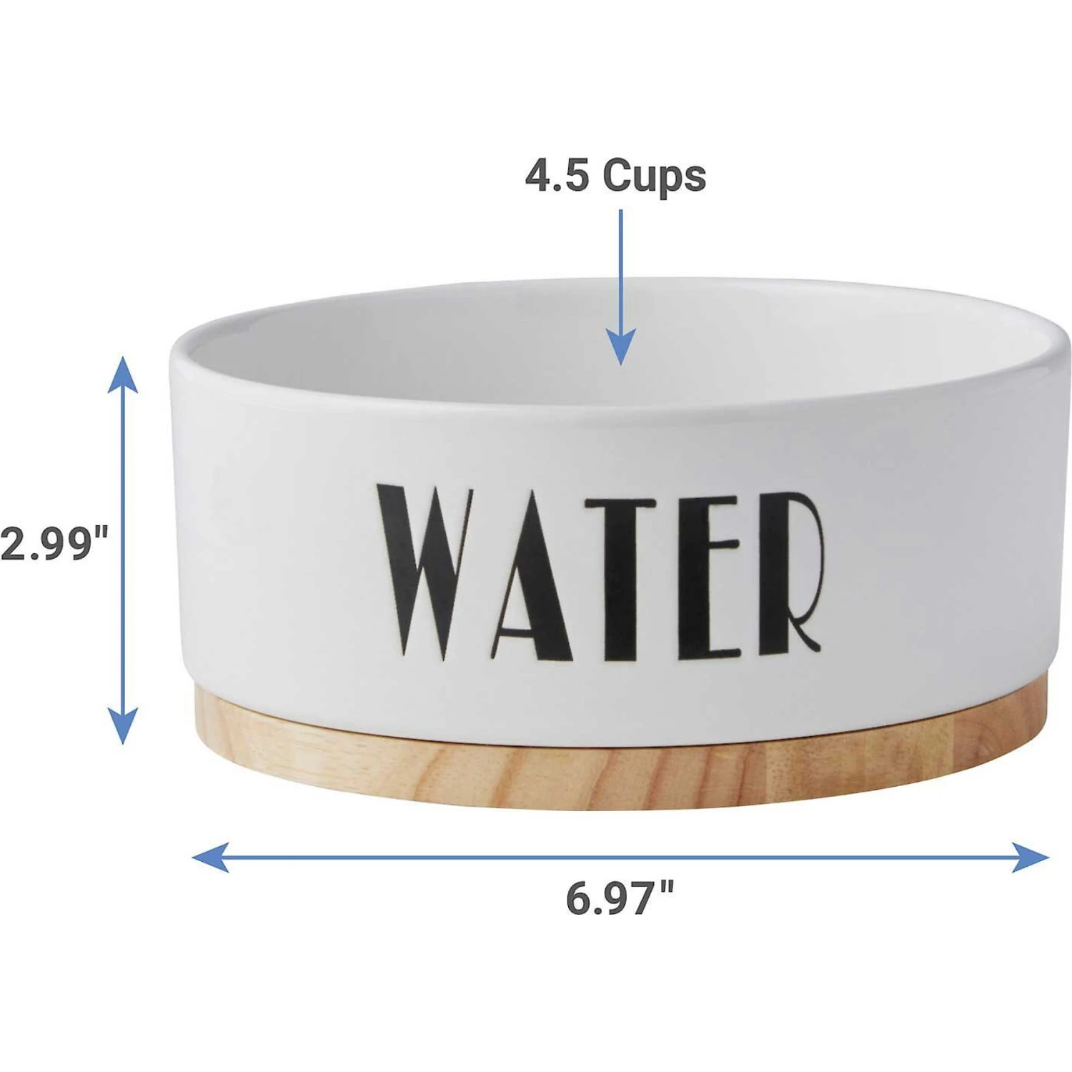 Frisco Ceramic Water Dog & Cat Bowl With Wood Base & Frisco Ceramic Food Dog & Cat Bowl With Wood Base - Image 3