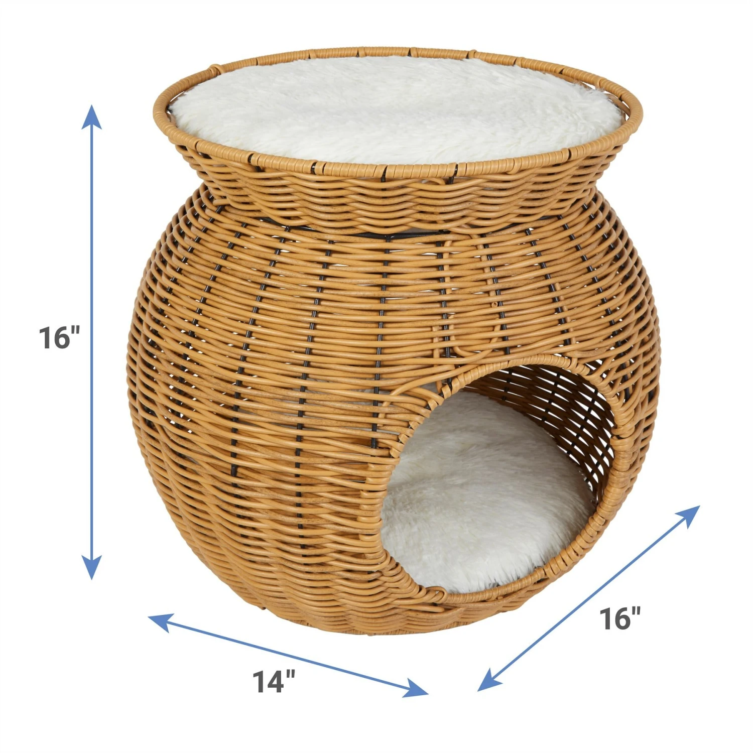 Frisco Round Wicker Cat Condo With Top Perch - Image 2