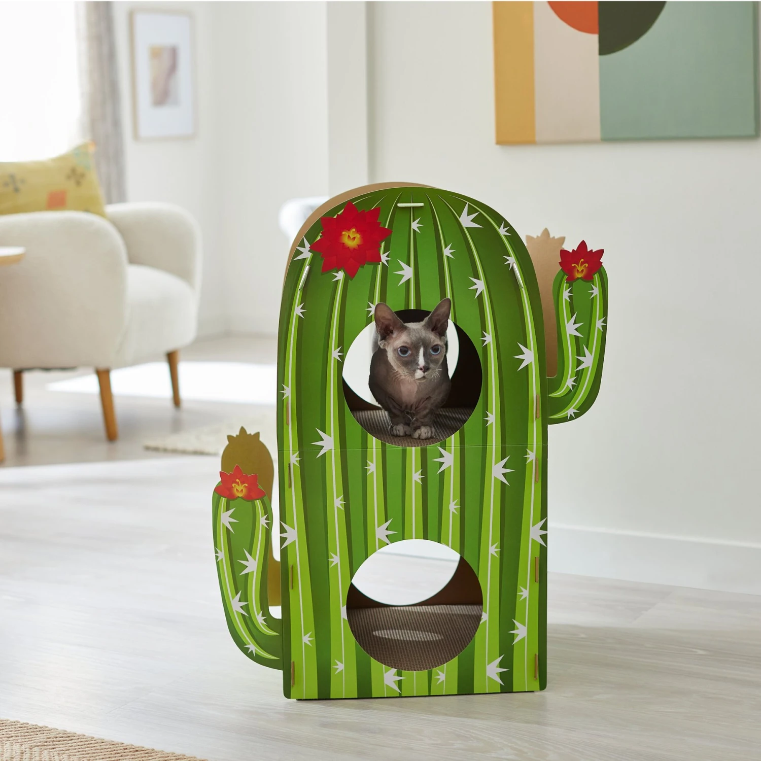 Frisco Cactus Cardboard Cat House, 2-Story - Image 4