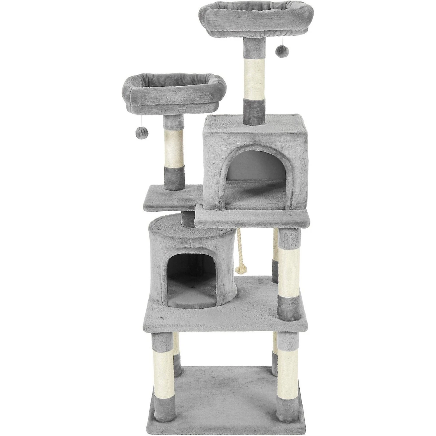 Frisco 61-in Faux Fur Cat Tree & Condo & Frisco 38-in Cat Tree With Condo, Top Perch & Toy - Image 2