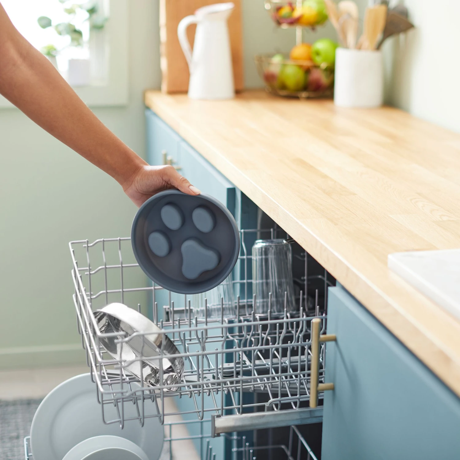 Frisco Silicone Stainless Paw Steel Slow Feeder Dog & Cat Bowl - Image 6