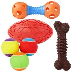 Frisco Dumbbell TPR Fetch Dog Toy + 3 Items
