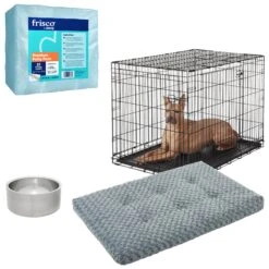 Frisco Swirl Dog Crate Mat + 3 Items