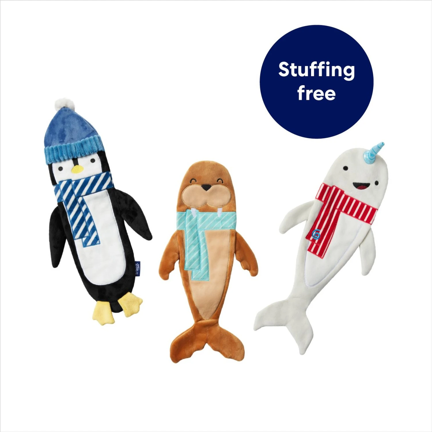 Frisco Holiday Arctic Friends Stuffing-Free Skinny Plush Squeaky Dog Toy - Image 3