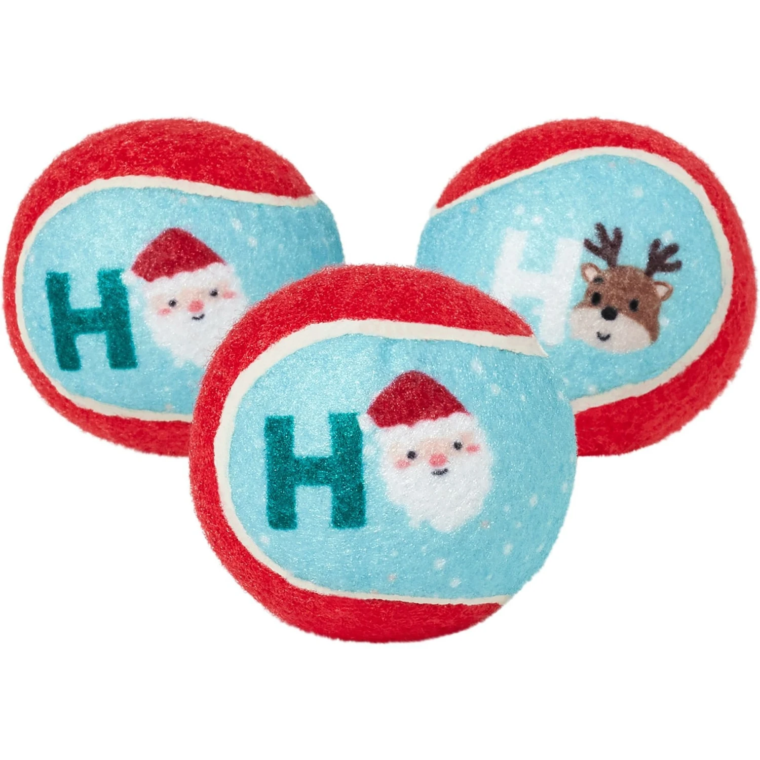 Frisco Holiday Ho Ho Ho Fetch Squeaky Tennis Ball Dog Toy & Frisco Holiday Arctic Friends Stuffing-Free Skinny Plush Squeaky Dog Toy - Image 2